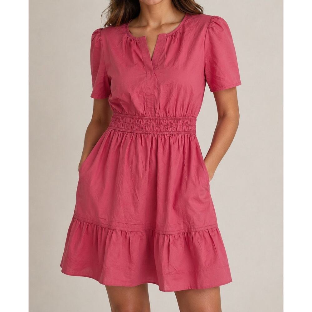 NWT BTFBM Boho Split V-Neck Tiered Mini Dress Pink M
